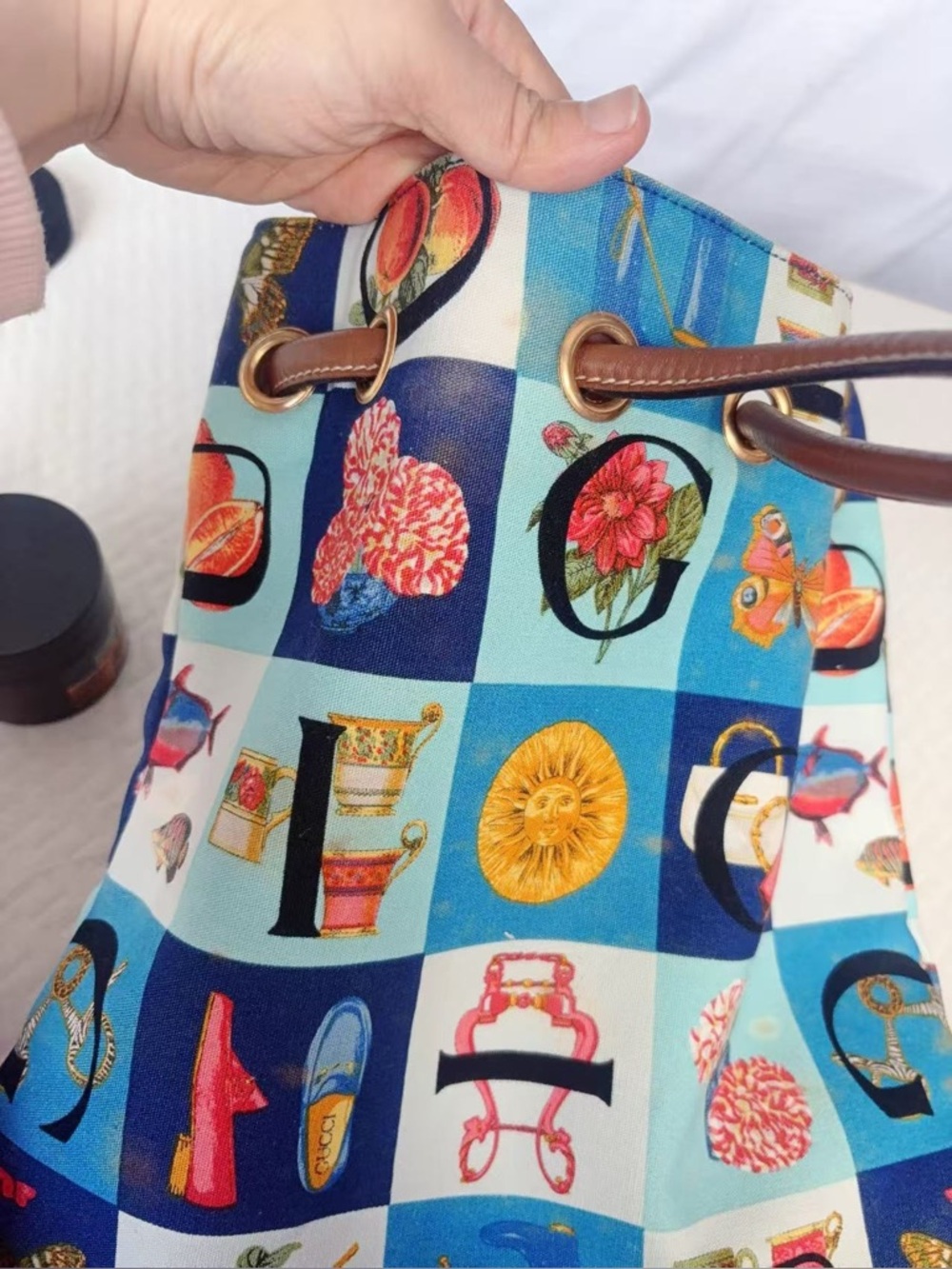 Vintage Gucci Shimo Leather Canvas Backpack All-Over Pattern RARE Vintage 1980s - Picture 15 of 15